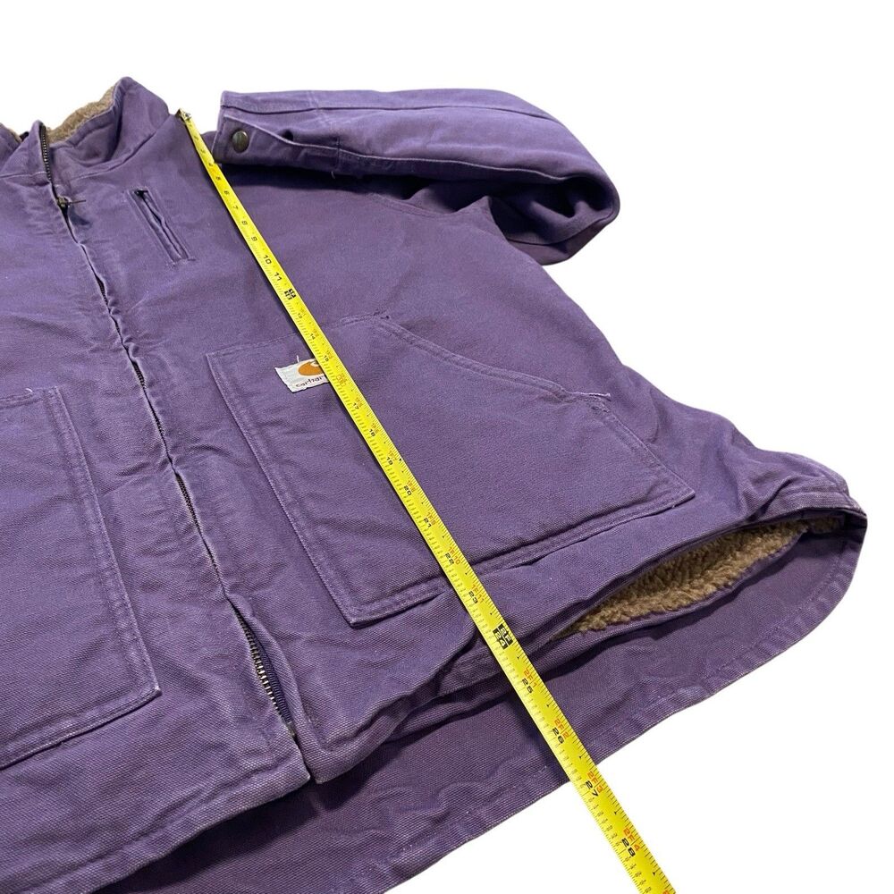 Women’s Carhartt Jacket Coat WJ022 GPE Purple Vintage Style XL Sherpa IRREGULAR - Picture 4 of 8